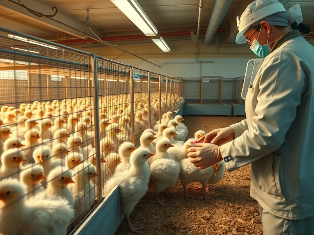 A photograph depicting a game bird breeding program, showcasing healthy chicks in a controlled environment, emphasizing the organization's commitment to increasing local game populations.